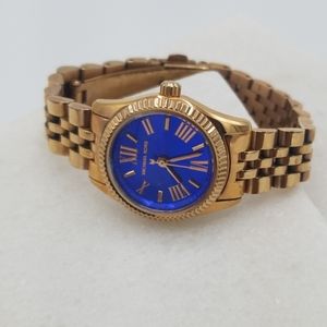 ✔MK Petite Lexington Blue Dial Rose Gold Watch